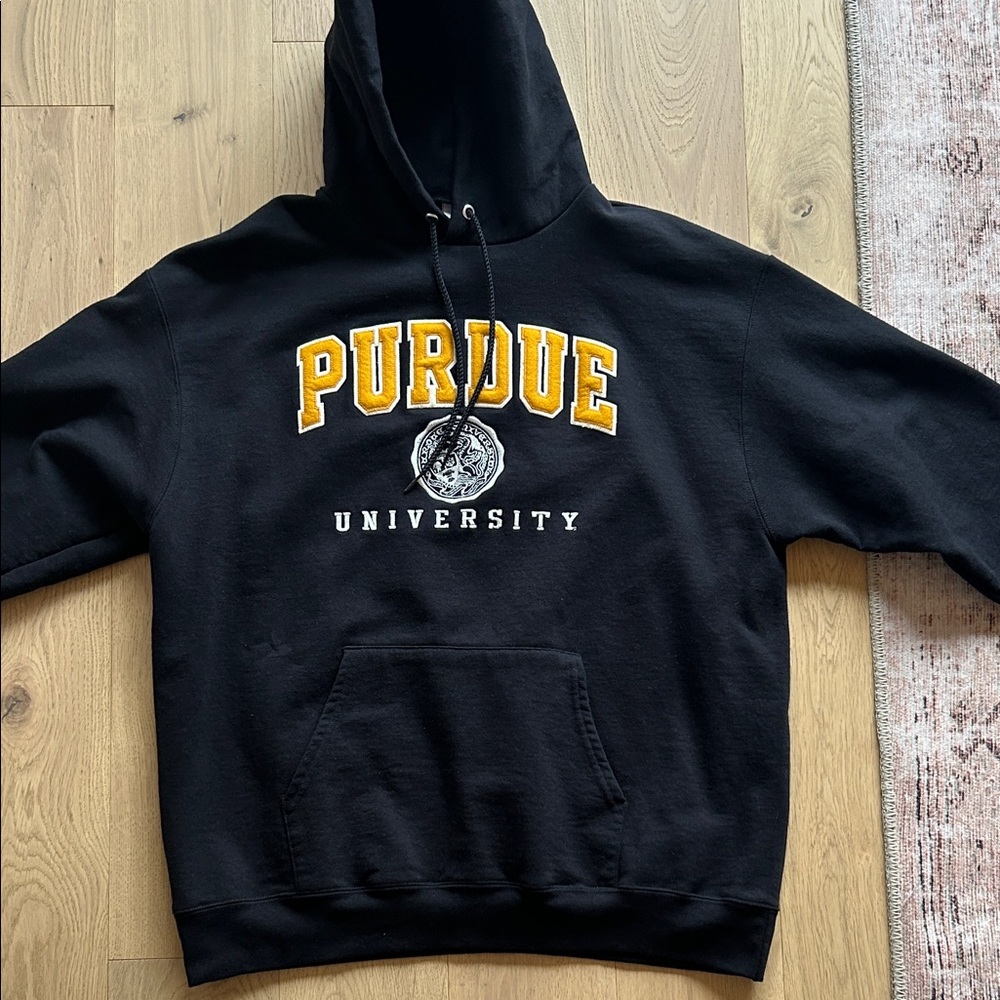 Champion Black Crewneck Sweatshirt with Gold Purdue Arch